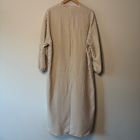 NWT CupShe Striped V-Neck Puff Sleeve Midi Dress, size large, swimsuit cover-up. - Picture 12 of 15